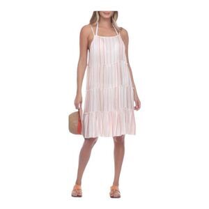 Raviya Orange Striped Square Neck Adjustable Tiered Swimsuit Cover Up Medium NWT